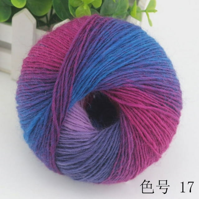 Granjero Gordo Paquete de 2 hilos suaves de arcoíris, 100 % lana, hilo multicolor degradado para tejer a crochet, longitud total 180 m × 2, 392 yardas, 100 g, P