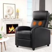 MCQ Recliner Sofa with Vibration Massage, Adjustable Footrest Chair for Lounge Bedroom, Black
