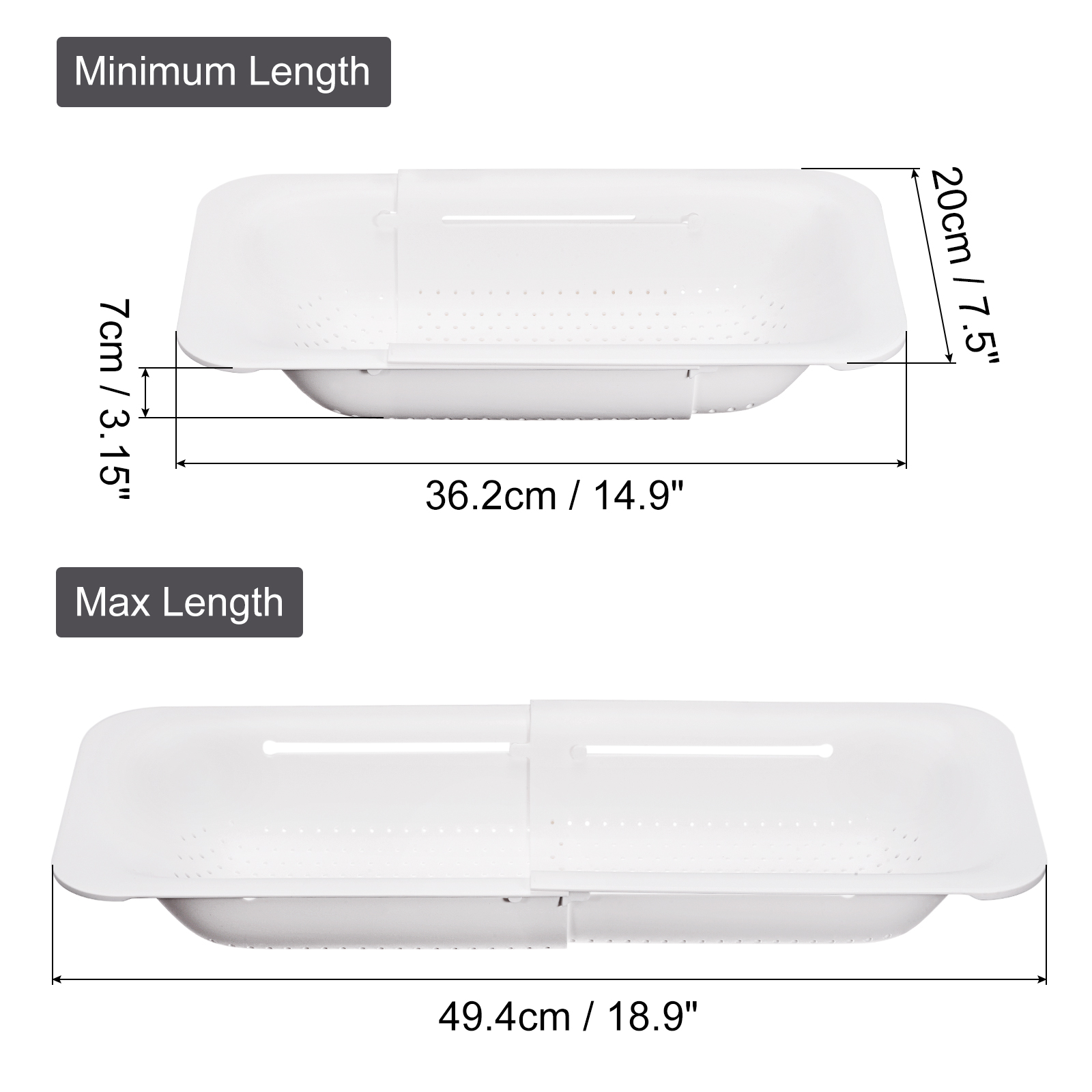 Unique Bargains Collapsible Food Colander Kitchen Plastic Basket for Food 2 Pcs White, Green
