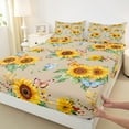 thumbnail image 3 of Manfei Vibrant Sunflower Twin Sheet Sets, Dreamy Cartoon Butterfly Twin Fitted Sheet, Countryside Theme Flat Sheet, Breathable Home Decor, 3pcs, 3 of 7