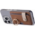 thumbnail image 4 of Wallet Stick on Phone Case, Credit Card Holder with Ring for Back of Phone Cases Flip Leather Wallet Sleeve Pouch Compatible with iPhone, Samsung Galaxy Android Most Smartphones Brown, 4 of 14