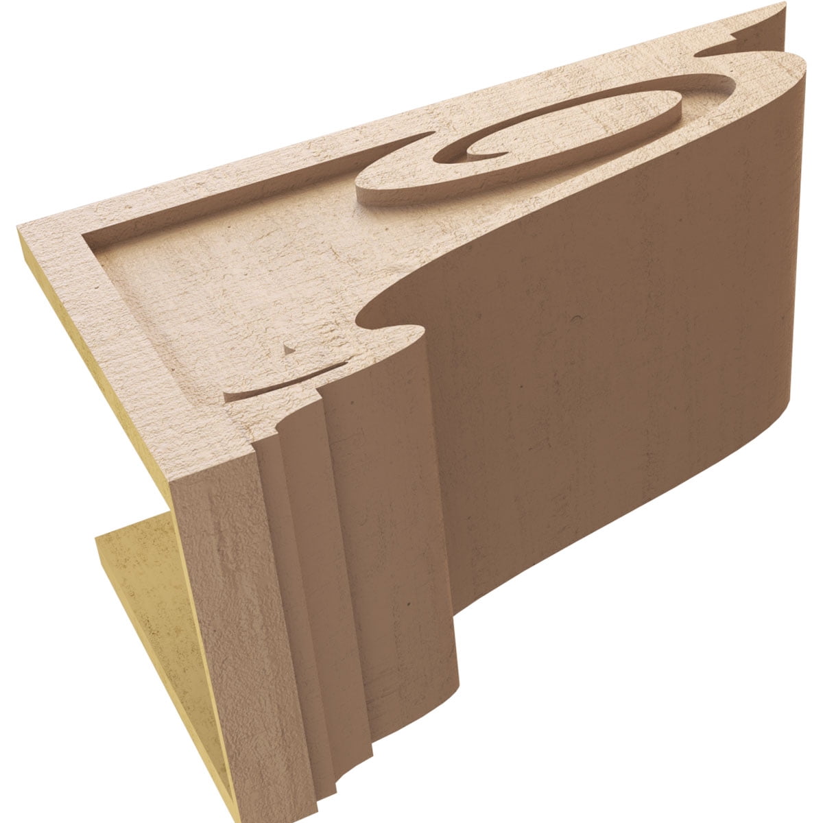 11"W x 22"D x 11"H Wide Scroll Rough Cedar Woodgrain TimberThane Corbel, Primed Tan
