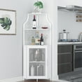 thumbnail image 2 of IDEALHOUSE Corner Bar Cabinet, Wine Bar Cabinet with Large Storage Space and Detachable Wine Rack, Wine Cabinets with Glass Holder and Mesh Door for Dining Room, Living Room, Kitchen (White), 2 of 7
