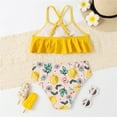 thumbnail image 3 of Girls Swimsuit 7-8 Years Sleeveless Kids Spring Summer Print Cotton Holiday Vest Beach Comfortable Seaside Swimming Trendy Yellow Bathing Suit Sizes 7-8 Years, 3 of 7