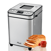 Rosewill 25-in-1 Automatic Bread Maker Machine with 3 Loaf Size up to 2LB, 700W High Power Dual Heater Bread Maker with BPA-free Nonstick Coating Pan, Max 15 Hours Delay Timer, Low Noise - Silver