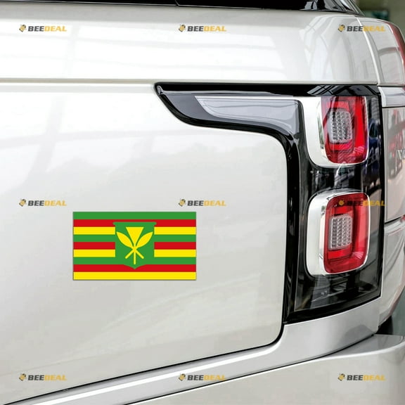 Hawaii Hi Kanaka Maoli Flag Car Magnet Magnetic Sticker Decal - 4 Pack Reflective 3" 4" 5" 6" - for Truck Door Fridge Reusable Waterproof