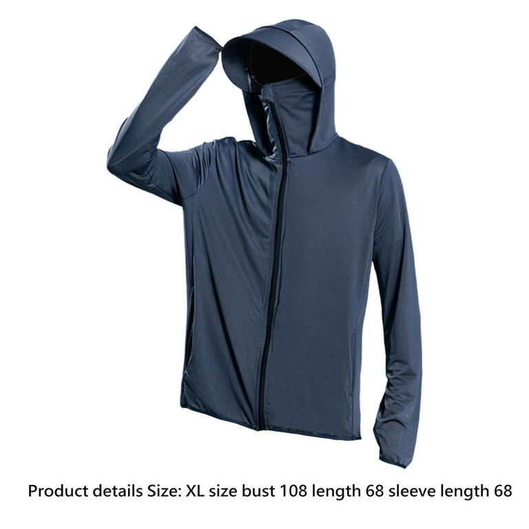 kesoto Men's Hooded Sun Protection Shirt Full Zip Cooling