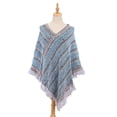 thumbnail image 4 of Poncho, Women's Long Sleeve Shawl, Ethnic Fringe Open Front Poncho, Travel Wrap for Women, Outdoor, Vacation, Versatile Cover Up, Boho Gifts Baberdicy, Ideal for Women, 4 of 9