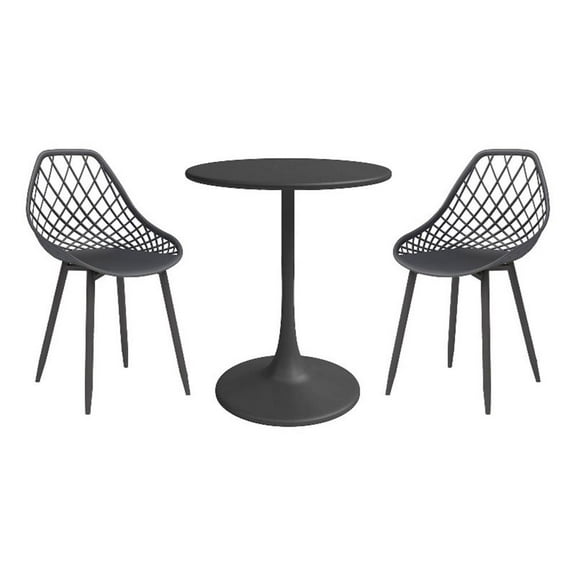 Afuera Living Mid-Century 3-Piece Bistro Set in Black Indoor/Outdoor