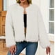 thumbnail image 1 of Chaqueta de abrigo cálida para mujer, de invierno, lisa, con cuello redondo, 1 of 6