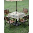 thumbnail image 5 of Outdoor Tablecloth with Umbrella Hole, Aqua Teal Coastal Waterproof Outdoor Table Cover, Summer Beach Starfish Coral Nautical Rustic Patio Tablecloths for Party/Garden/Picnic, Square 54"x54", 5 of 9