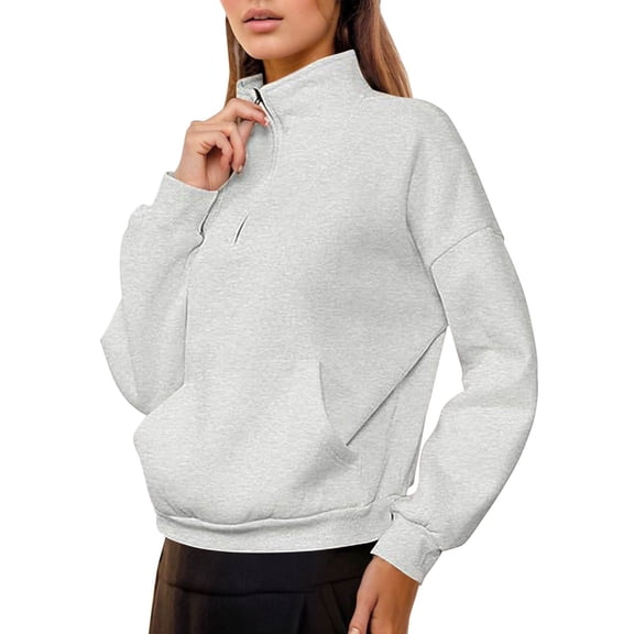 EDFBUYKRS Female Long Sleeve Sweatshirt Oversized Sweatshirts for Women Crewneck High Low Side Slit Comfy Pullover Long Sleeve Tops Size S