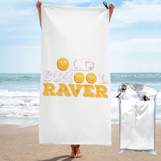 Toalla de playa de microfibra de estilo raver de la vieja escuela, manta de playa suave para desfiles, natación, yoga, mujeres y hombres