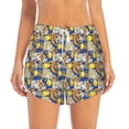 thumbnail image 2 of Goofa Sicilian Style Printed Women 2 in 1 Running Shorts,Quick Dry Athletic Workout Shorts,High Waisted Athletic Shorts with Liner Pockets-Large, 2 of 9