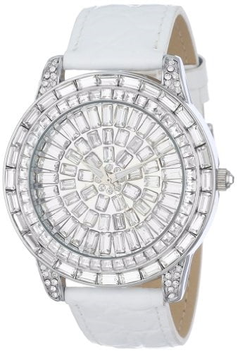 Peugeot Women's J6013RG Crystal-Accented Watch with White Leather 