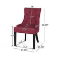 thumbnail image 3 of GDF Studio Maggie Contemporary Tufted Dining Chairs, Set of 4, Deep Red Fabric and Espresso, 3 of 7