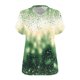 thumbnail image 3 of Tamaño Más Manga Corta Tops para la Impresión de Cuello en V de las Mujeres, Color Sólido Base de Verano Blusa Casual, 3 of 5