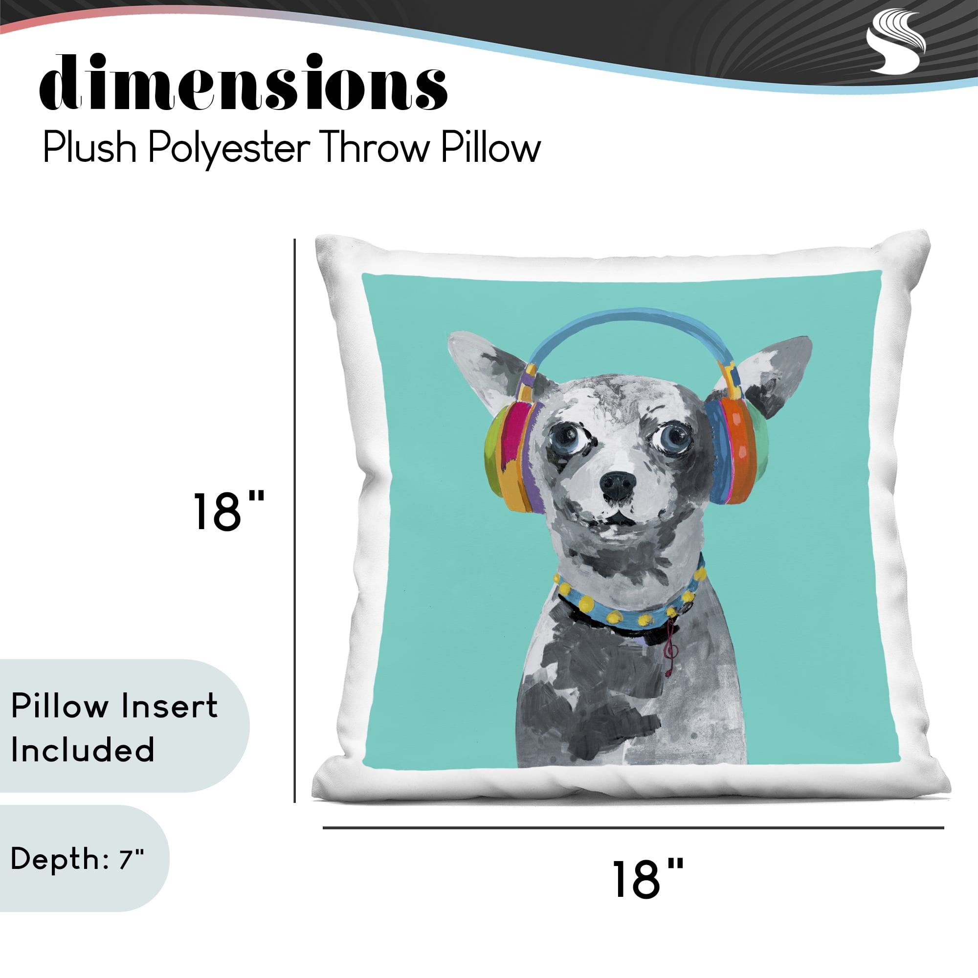 Stupell Industries Jammin' Pup on Blue Decorative Printed Throw Pillow, design by Lorenzo Collective