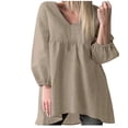 thumbnail image 1 of Vestido sólido sexy de manga larga con cuello en V suelto informal de talla grande de invierno para mujer Fridja  yut4483, 1 of 1