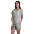 thumbnail image 3 of Moomaya Ensemble de Pyjama en Coton pour Femmes, Chemise de Nuit à Col Cranté à Manches Courtes, 3 of 6