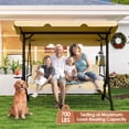 thumbnail image 2 of LAZZO 3-Seat Outdoor Porch Swing, Reclining Lounge Bed Convertible, Adjustable Canopy & Removable Cushions, Khaki, 2 of 10