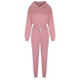 thumbnail image 4 of LYXSSBYX Pajamas for Women Women's Solid Hooded Long Sleeved Sweater Casual Two-Piece Long Sleeved Hooded Suit, 4 of 6
