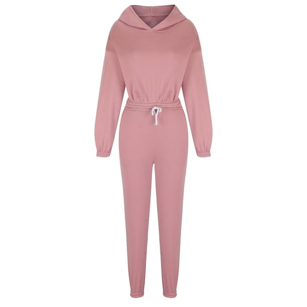 Jogging Suits for Women 2 Piece Sweatsuits Tracksuits Outfits Solid Long  Sleeve Crop Hoodie Sweatpants Fall Fashion Sets 