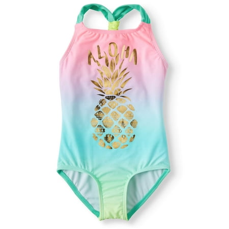 Aloha Pineapple One-Piece Swimsuit (Little Girls & Big (Best Swimsuit Color For Pale Skin)