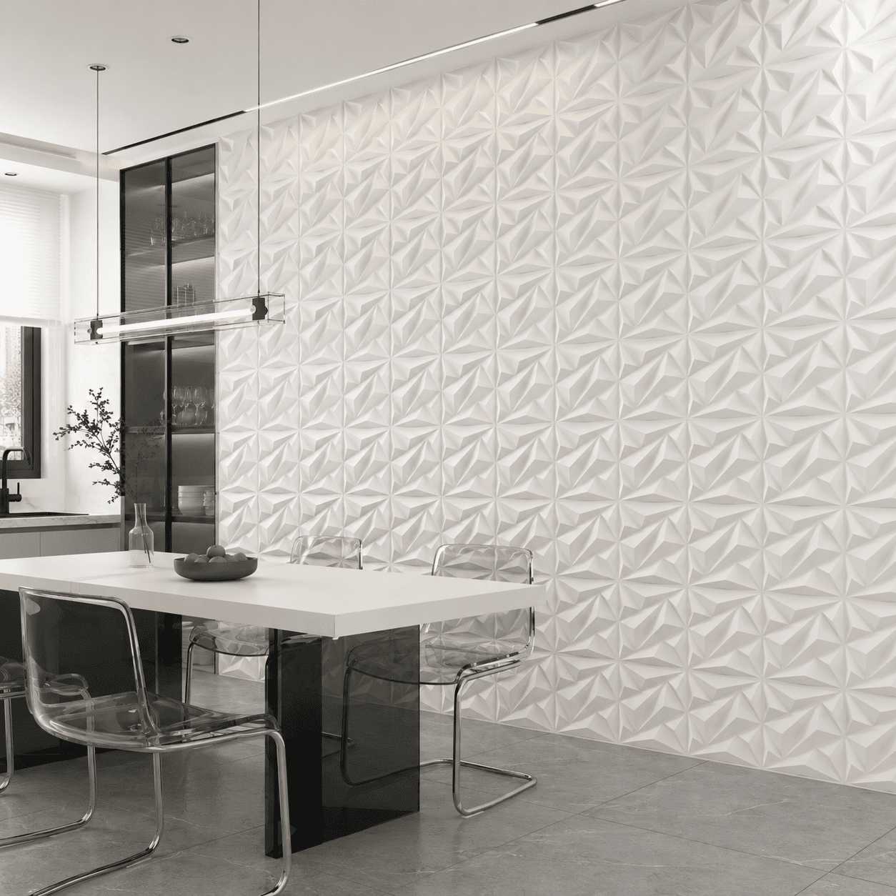 33 pcs 11.81''x11.81''  3D Wall Panel Diamond for Interior Home Decor,PVC  Wall Coverings, Wall Decor PVC Panel,White