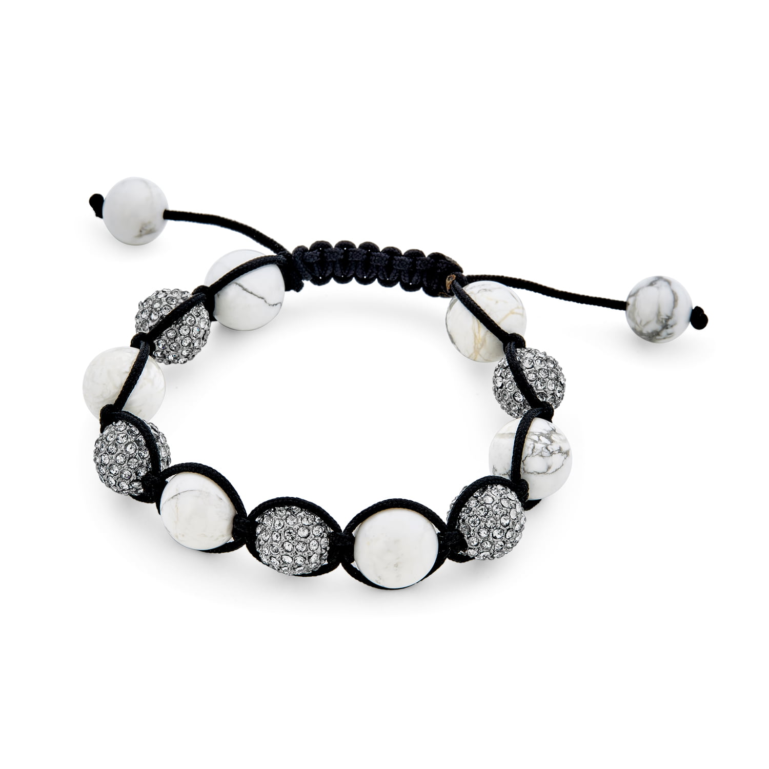 White Cord Black Crystals Clay Beads Shamballa Bracelet - Ephori London -  Luxury custom natural stone beaded bracelets