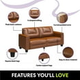 thumbnail image 5 of DHP Brodie 75.5" Upholstered Sofa with Pillow Arms, Brown Faux Leather, 5 of 18