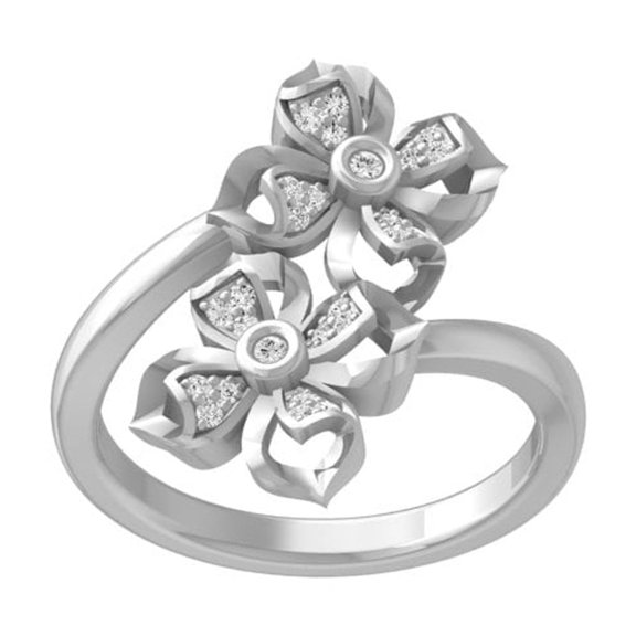 ARAIYA FINE JEWELRY Sterling Silver Round Diamond Fashion Band Ring (1/8 cttw, I2-I3 Clarity, I-J Color) Size 7