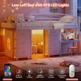 thumbnail image 2 of Hijob Low Loft Bed Twin Size with 7 Storage Drawers, Desk, LED Lights & Cozy Privacy Curtain – Sturdy Metal Frame, 13.8" Safety Guardrail, White, 2 of 9