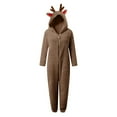 thumbnail image 5 of Ruyang Christmas Deer Ears Fleece Jumpsuit for Girls Winter Warm Fuzzy Hooded Onesie Zip Thermal Furry Bodysuit, 5 of 5