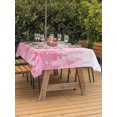 thumbnail image 2 of Outdoor Tablecloth with Umbrella Hole and Zipper, Pink Christmas Rectangle Table Cloth 60x84 Inch Waterproof Tablecloth, Winter Snowflake Abstract Forest Tree Picnic Table Cover for Patio Camping, 2 of 7