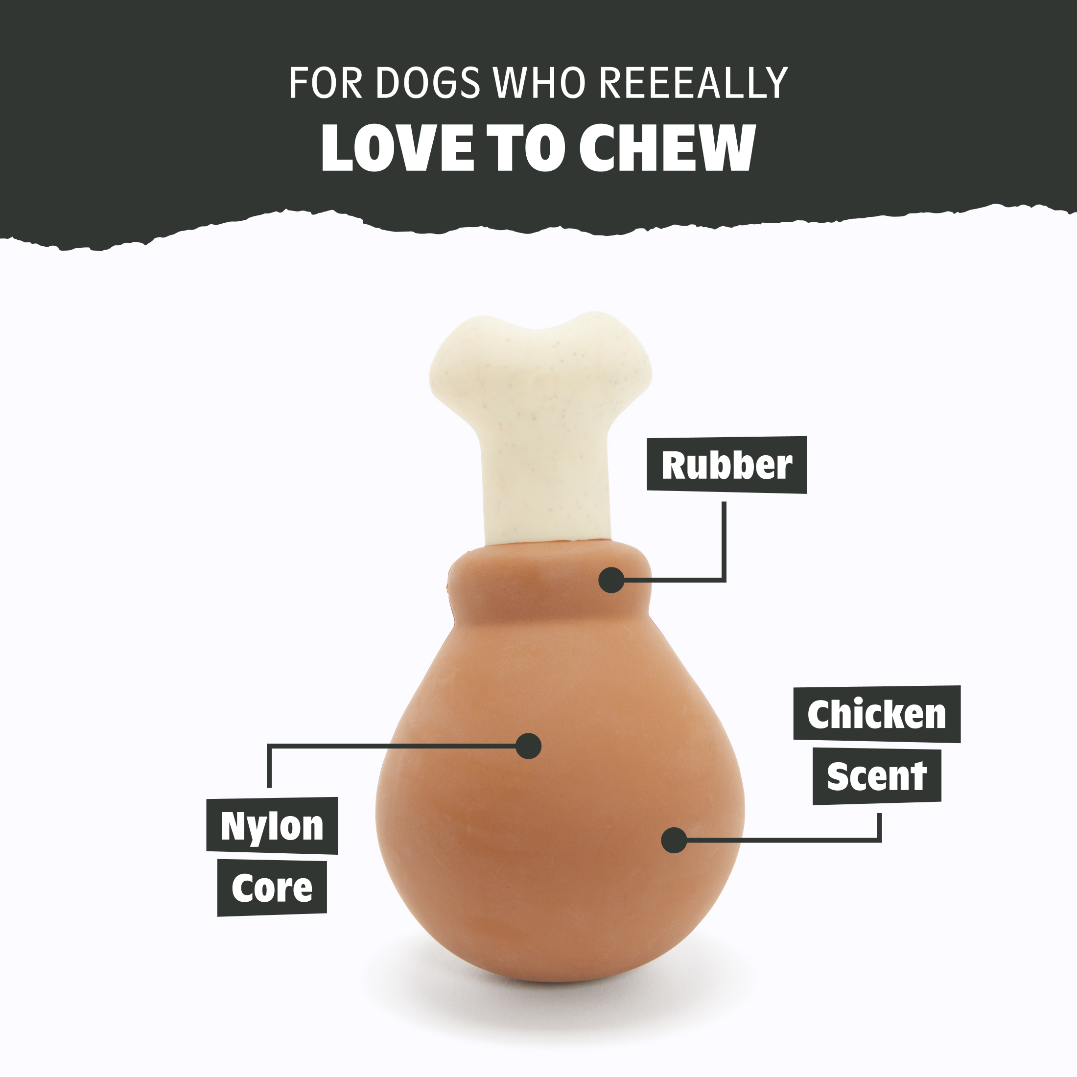 BARK Drumstick Chicken Scent Chew Dog Toy, Medium & Large photo 5