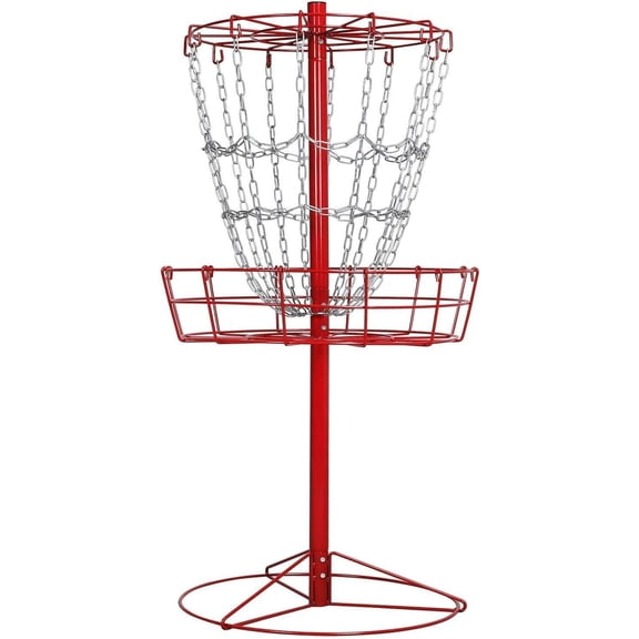 LInyy Disc Golf Basket Portable Disc Golf Practice Set 12/24 Chain w/Basket Target and Double Steel Chains for Outdoor