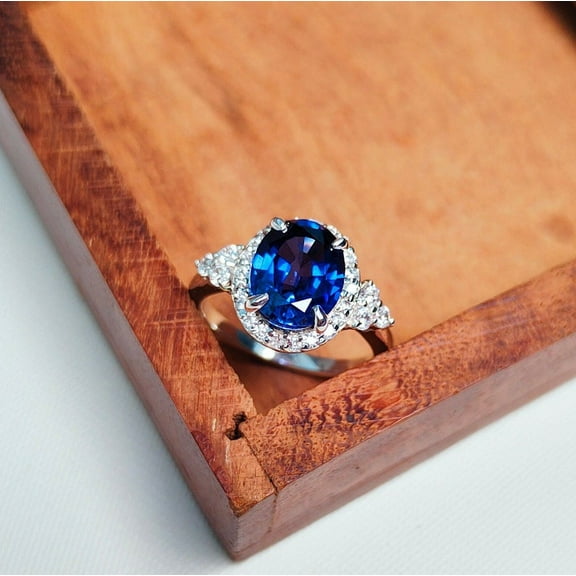 Royal Blue Sapphire Ring, Handmade Blue Sapphire Ring, Sapphire Solitaire Ring, Ceylon Blue Sapphire Ring for Men's, Gift for Her.