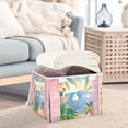 thumbnail image 3 of Yayeee Collapsible Cube Storage Bin with Lid Fabric Closet Decorative Basket with Handles, Pink Seaside Boat, 3 of 7