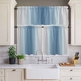 thumbnail image 2 of Grey Lake Blue Gradient Curtain Valances Set Minimalist Ombre Modern Art Kitchen Curtains 36&nbsp;inch Length Rod Pocket Valance and Tiers 3 Piece Set Small Bedroom Bathroom Laundry Decor, 2 of 9