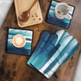thumbnail image 5 of Blue and Grey Abstract Art Artwork Kitchen Oven Mitt and Pot Holder Sets 4 Pcs for Baking, Cooking and Grilling, Heat Resistant Up To 392 °F, 5 of 7