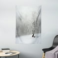 thumbnail image 1 of Tree Tapestry, Winter Landscape Picture with A Tree in Snowy Field and Foggy Forest at the Back, Wall Hanging for Bedroom Living Room Dorm Decor, 40W X 60L Inches, White Black, by Ambesonne, 1 of 2
