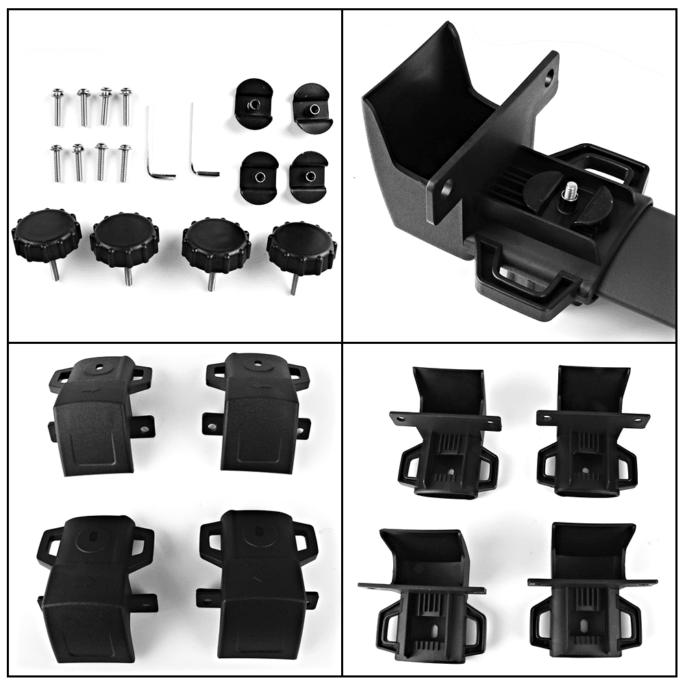 Ikon Motorsports Compatible with 17-23 Jeep Compass Factory Style Top Roof Rack Cross Bar Pair Black