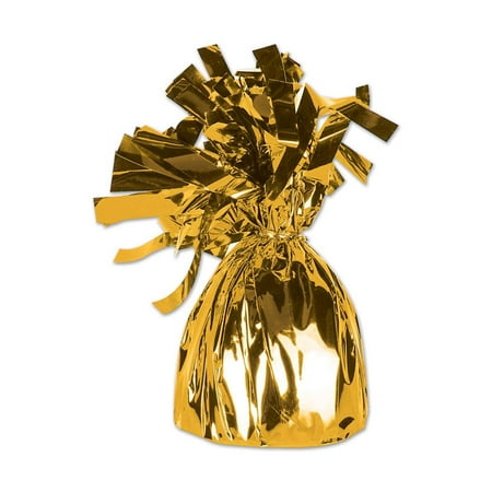 Metallic Balloon Weights - (12ct) Metallic Wrapped Balloon Weight gold