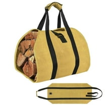 Enroslu Sturdy Waxed Canvas Firewood Log Carrier, Durable Firepalce Wood Bag with Reinforce Duty Straps