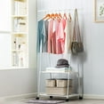 thumbnail image 3 of Clothes Rack on Wheels,Triangle Coat Rack, Rolling Garment Rack, 2 Tier Rolling Clothes Rack, Coat Hanging Rack for Shoes,Clothing,bag Portable Garment Laundry Rack For girls, 3 of 9