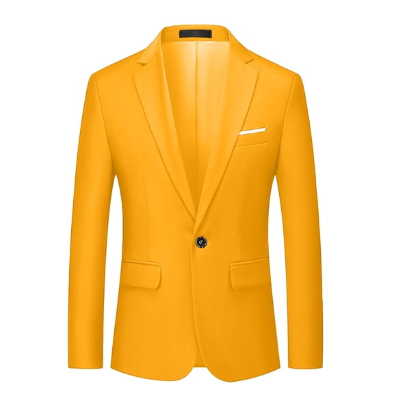 Men's Casual Blazer One Button Lightweight Sport Coats Slim Fit Solid Color Notched Collar Business Travel Suit Jacket