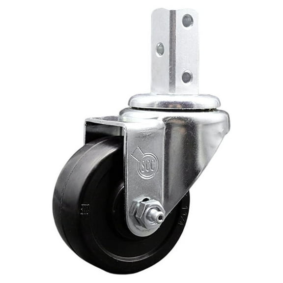 3.5 Inch Soft Rubber Wheel Swivel 3/4 Inch Square Stem Caster Service Caster