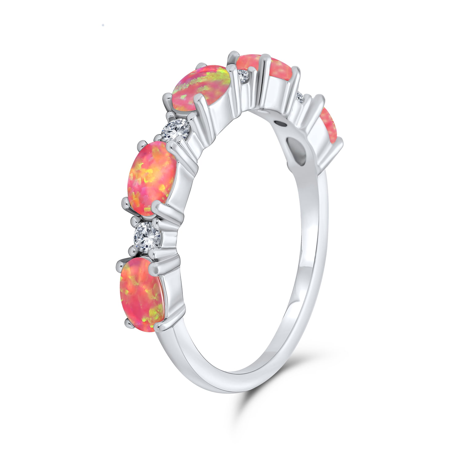 Jewels By Lux Sterling Silver Stackable Expressions Pink-plated Textured Ring 