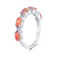 thumbnail image 2 of CZ Eternity Oval Created Pink Opal Band Ring .925 Sterling Silver 1MM, 2 of 5